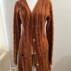 Cable Knit Button-Up Cardigan Sweater